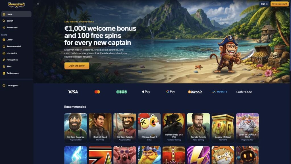 review over casino zonder cruks van winner island